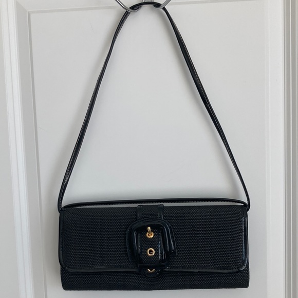 Banana Republic jute with patent leather trim, detachable strap, like new EUC - Picture 2 of 11